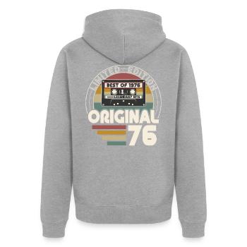 Millésime 1976 Retro Anniversaire Cadeau - Veste à capuche bio Premium Unisexe - gris chiné - Dos - Nico (187cm)