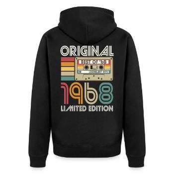 Born 1968 Original Retro Vintage Birthday - Unisex Premium Organic Zip Hoodie - black - Back - Nico (187cm)