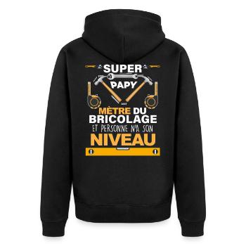 Papy bricoleur cadeau drole grand pere et outils - Veste à capuche bio Premium Unisexe - noir - Dos - Nico (187cm)
