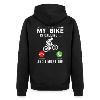 Mon vélo m’appelle et je dois commencer à faire du vélo - Veste à capuche bio Premium Unisexe - noir - Dos - Nico (187cm)