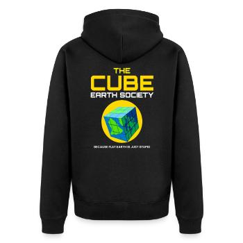 The Cube Earth Society Flat Earth Planet - Unisex Premium Organic Zip Hoodie - black - Back - Nico (187cm)