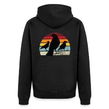Crows Retro Crows Raven - Unisex Premium Organic Zip Hoodie - black - Back - Nico (187cm)