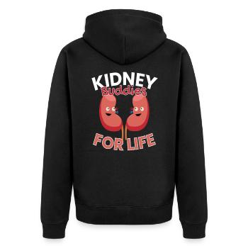 Kidney Buddies For Life Kidney Donations - Unisex Premium Organic Zip Hoodie - black - Back - Nico (187cm)