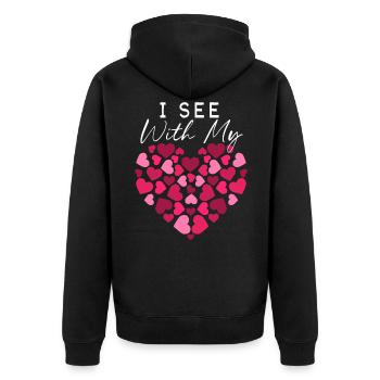 Braille Heart Visual Impairment Blind - Unisex Premium Organic Zip Hoodie - black - Back - Nico (187cm)