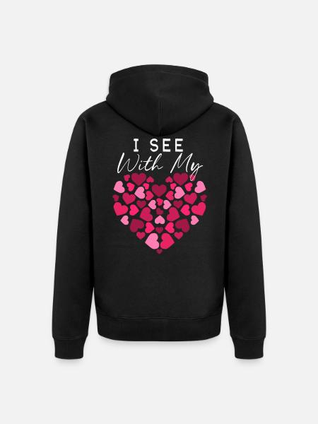 Braille Heart Visual Impairment Blind - Unisex Premium Organic Zip Hoodie - black