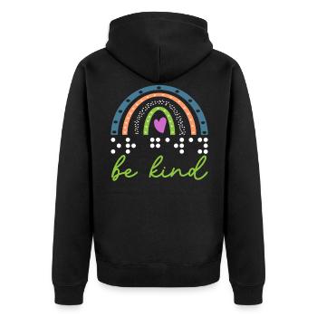 Be Nice Braille Visual Impairment Braille - Unisex Premium Organic Zip Hoodie - black - Back - Nico (187cm)