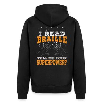 Je peux lire le braille Déficience visuelle - Veste à capuche bio Premium Unisexe - noir - Dos - Nico (187cm)