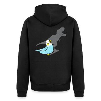 Wellensittich Dinosaurier Sittich - Unisex Premium Bio Zip Hoodie - Schwarz - Hinten - Nico (187cm)