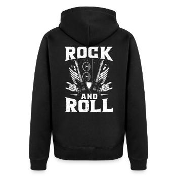 Guitare guitariste rock and roll - Veste à capuche bio Premium Unisexe - noir - Dos - Nico (187cm)