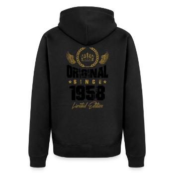 1958 limited edition - Unisex Premium Organic Zip Hoodie - black - Back - Nico (187cm)