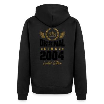 2004 limited edition - Unisex Premium Bio Zip Hoodie - Schwarz - Hinten - Nico (187cm)