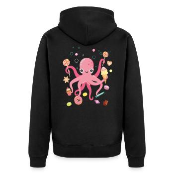 Octopus Cake Kids Squid - Unisex Premium Organic Zip Hoodie - black - Back - Nico (187cm)