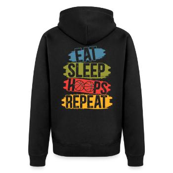 Eat Sleep Hoops Repeat Basketball Basketball Player - Unisex Premium Organic Zip Hoodie - black - Back - Nico (187cm)