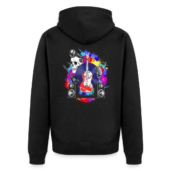 Gitarre Gitarren Totenkopf Gitarrist - Unisex Premium Bio Zip Hoodie - Schwarz - Hinten - Nico (187cm)