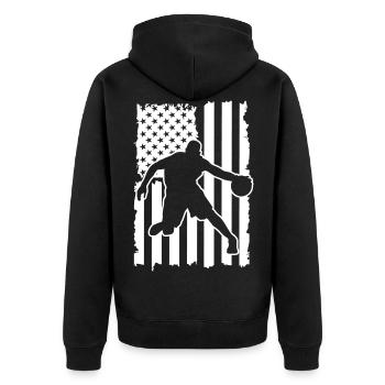Basketballer Basketball Basketballmanschaft - Unisex Premium Bio Zip Hoodie - Schwarz - Hinten - Nico (187cm)