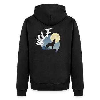 Wolf Moon Howling Wilderness Wild Wildlife - Unisex Premium Organic Zip Hoodie - black - Back - Nico (187cm)