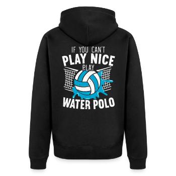 Wasserball Wasserballer Waterpolo - Unisex Premium Bio Zip Hoodie - Schwarz - Hinten - Nico (187cm)