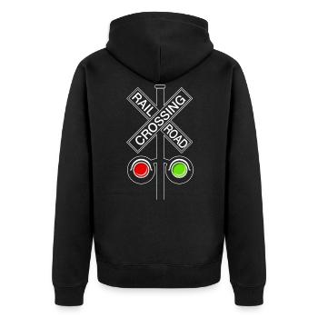 Railway crossing Locomotive driver - Unisex Premium Organic Zip Hoodie - black - Back - Nico (187cm)