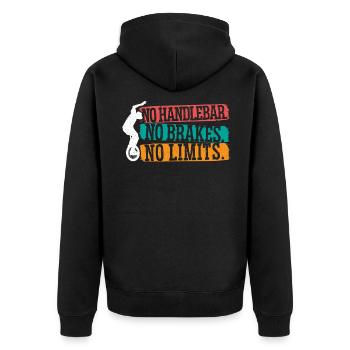 Einrad Einradfahren Einradfahrer Balancekünstler - Unisex Premium Bio Zip Hoodie - Schwarz - Hinten - Nico (187cm)