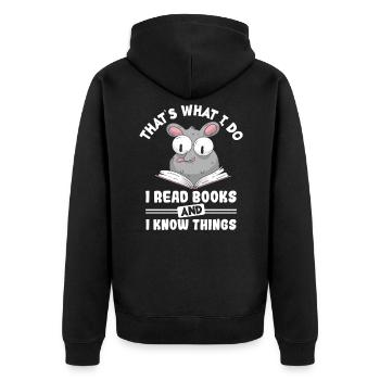 Lesen Leser - Unisex Premium Bio Zip Hoodie - Schwarz - Hinten - Nico (187cm)