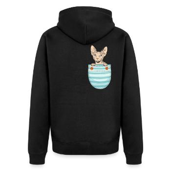Süße Sphynx Katze Sphynx Katzenbesitzer - Unisex Premium Bio Zip Hoodie - Schwarz - Hinten - Nico (187cm)