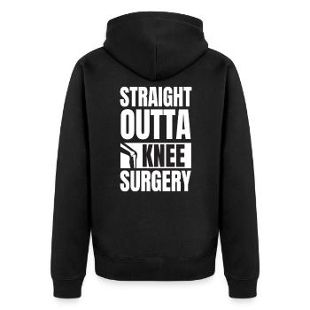 Straight Outta Knee Surgery Knie Op - Unisex Premium Organic Zip Hoodie - black - Back - Nico (187cm)