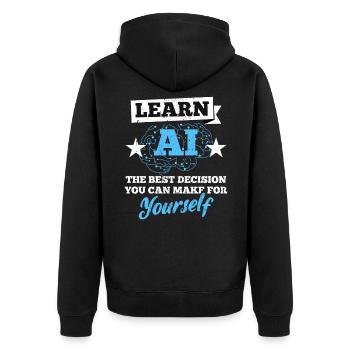Roboter AI Software Entwickler Computer Nerd Geeks - Unisex Premium Bio Zip Hoodie - Schwarz - Hinten - Nico (187cm)