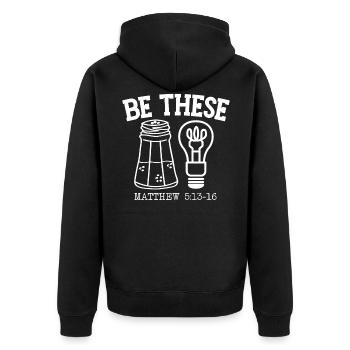 Gläubiger Christ Jesus Sohn Gottes Religion - Unisex Premium Bio Zip Hoodie - Schwarz - Hinten - Nico (187cm)