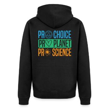 Pro-Choice Pro Planet Pro Science Umweltschutz - Unisex Premium Bio Zip Hoodie - Schwarz - Hinten - Nico (187cm)