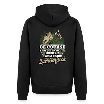 Motorsäge Förster Holzfäller - Unisex Premium Bio Zip Hoodie - Schwarz - Hinten - Nico (187cm)