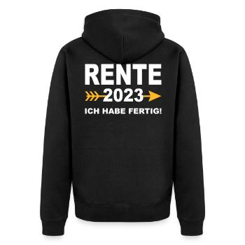 Rente 2023 Ruhestand 2023 Abschiedsfeier Rentner - Unisex Premium Bio Zip Hoodie - Schwarz - Hinten - Nico (187cm)