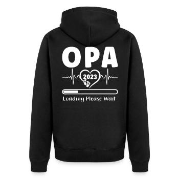 Opa 2023 Schwangerschaft Werdender Großvater - Unisex Premium Bio Zip Hoodie - Schwarz - Hinten - Nico (187cm)