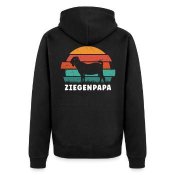 Ziegenpapa Ziege Ziegenbock Ziegenzucht - Unisex Premium Bio Zip Hoodie - Schwarz - Hinten - Nico (187cm)