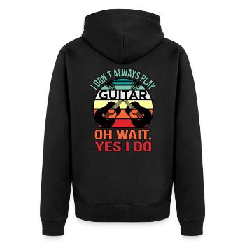 Gitarre - Unisex Premium Bio Zip Hoodie - Schwarz - Hinten - Nico (187cm)