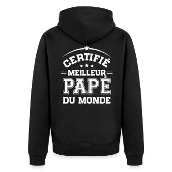 Certifié meilleur Papé du Monde Cadeau Papé - Veste à capuche bio Premium Unisexe - noir - Dos - Nico (187cm)