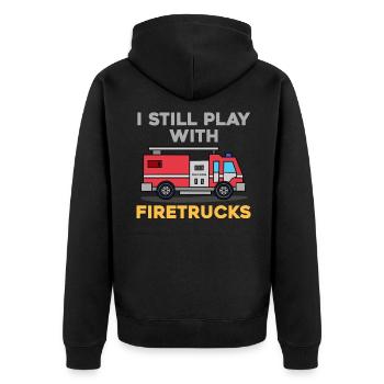 Fireman - Unisex Premium Organic Zip Hoodie - black - Back - Nico (187cm)