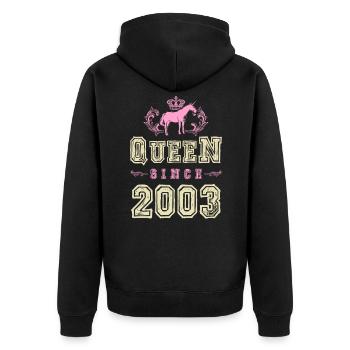 2003 Queen Unicorn - Unisex Premium Organic Zip Hoodie - black - Back - Nico (187cm)
