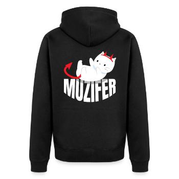 Muzifer Chat Chat Chat Diable Lucifer - Veste à capuche bio Premium Unisexe - noir - Dos - Nico (187cm)