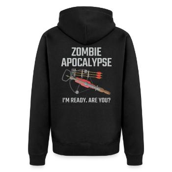 Armbrust Zombie Apocalypse Bogensport - Unisex Premium Bio Zip Hoodie - Schwarz - Hinten - Nico (187cm)