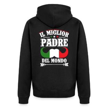 Vatertag Italienisch Papa - Unisex Premium Bio Zip Hoodie - Schwarz - Hinten - Nico (187cm)