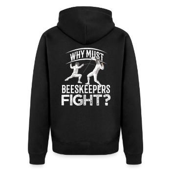 Beekeepers Fight Fechten Fechter Fecht - Unisex Premium Bio Zip Hoodie - Schwarz - Hinten - Nico (187cm)