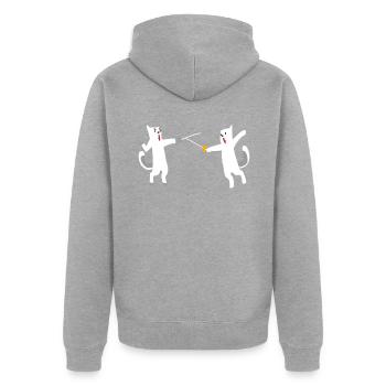 Fencing Cats Cat Fencing Fencing Fencing - Unisex Premium Organic Zip Hoodie - heather grey - Back - Nico (187cm)