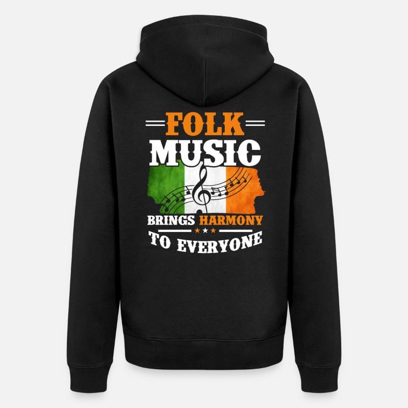 Musique folklorique Irlande - Veste à capuche bio Premium Unisexe - noir