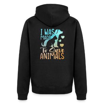 Animal Rescue Animal Shelter Dog Cat - Unisex Premium Organic Zip Hoodie - black - Back - Nico (187cm)