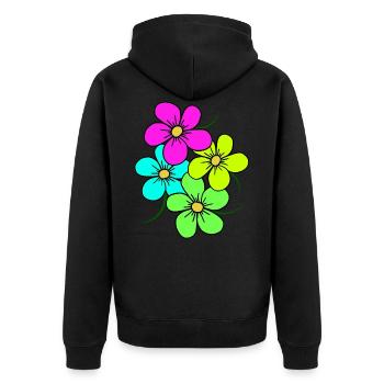 fleurs colorées, bouquet, vrille de fleurs, floral - Veste à capuche bio Premium Unisexe - noir - Dos - Nico (187cm)