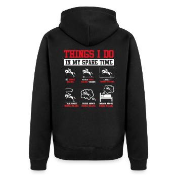 Pferderennen - Unisex Premium Bio Zip Hoodie - Schwarz - Hinten - Nico (187cm)