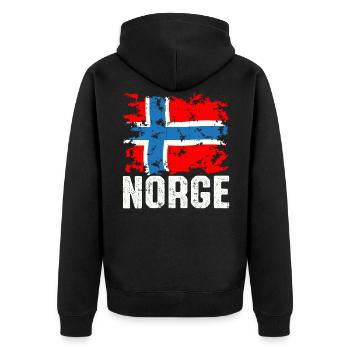 Norway - Unisex Premium Organic Zip Hoodie - black - Back - Nico (187cm)
