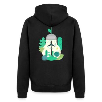 Glühbirne Windkraft Windpower - Unisex Premium Bio Zip Hoodie - Schwarz - Hinten - Nico (187cm)
