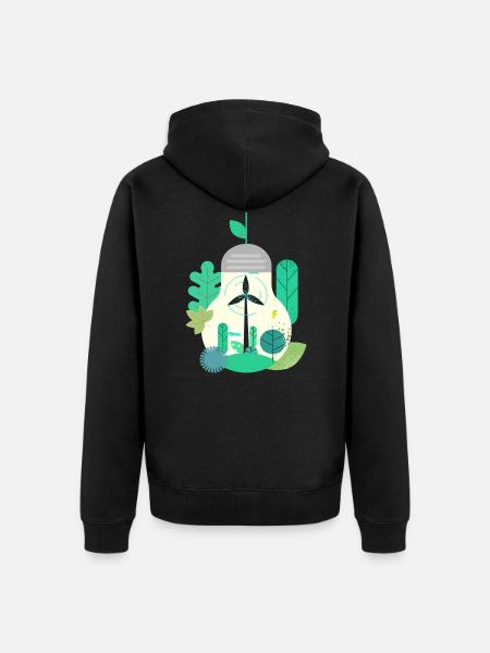 Glühbirne Windkraft Windpower - Unisex Premium Bio Zip Hoodie - Schwarz