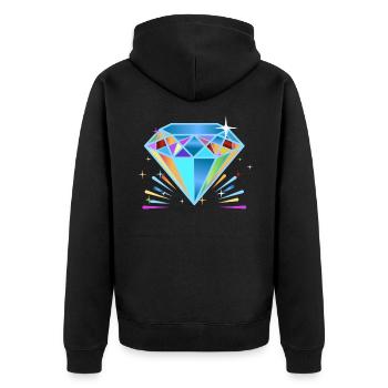 Diamant Edelstein Schmuck - Unisex Premium Bio Zip Hoodie - Schwarz - Hinten - Nico (187cm)